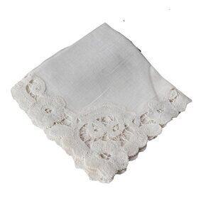 Handkerchief Hanky Hankie Vintage White Open Lace